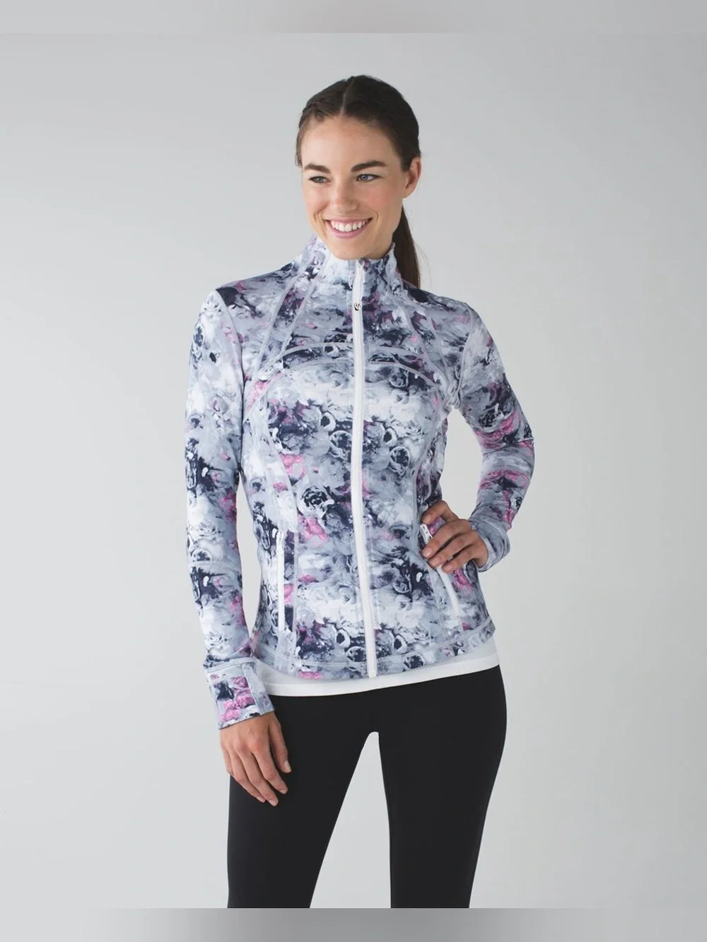 LULULEMON SIZE12~DEFINE MOODY FLORAL FORM FIT SPORTS PILATES YOGA RUNNING JACKET